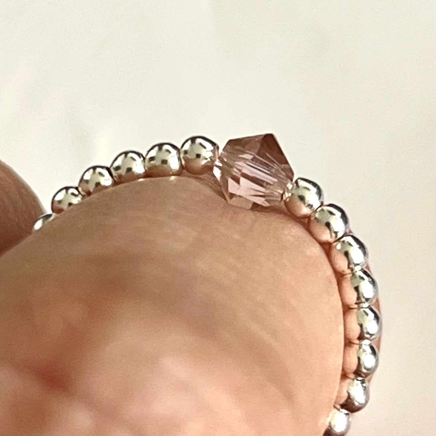 Anillo A 💕 de mini bolitas de Plata Y cristal marca Swarovski original 3mm.