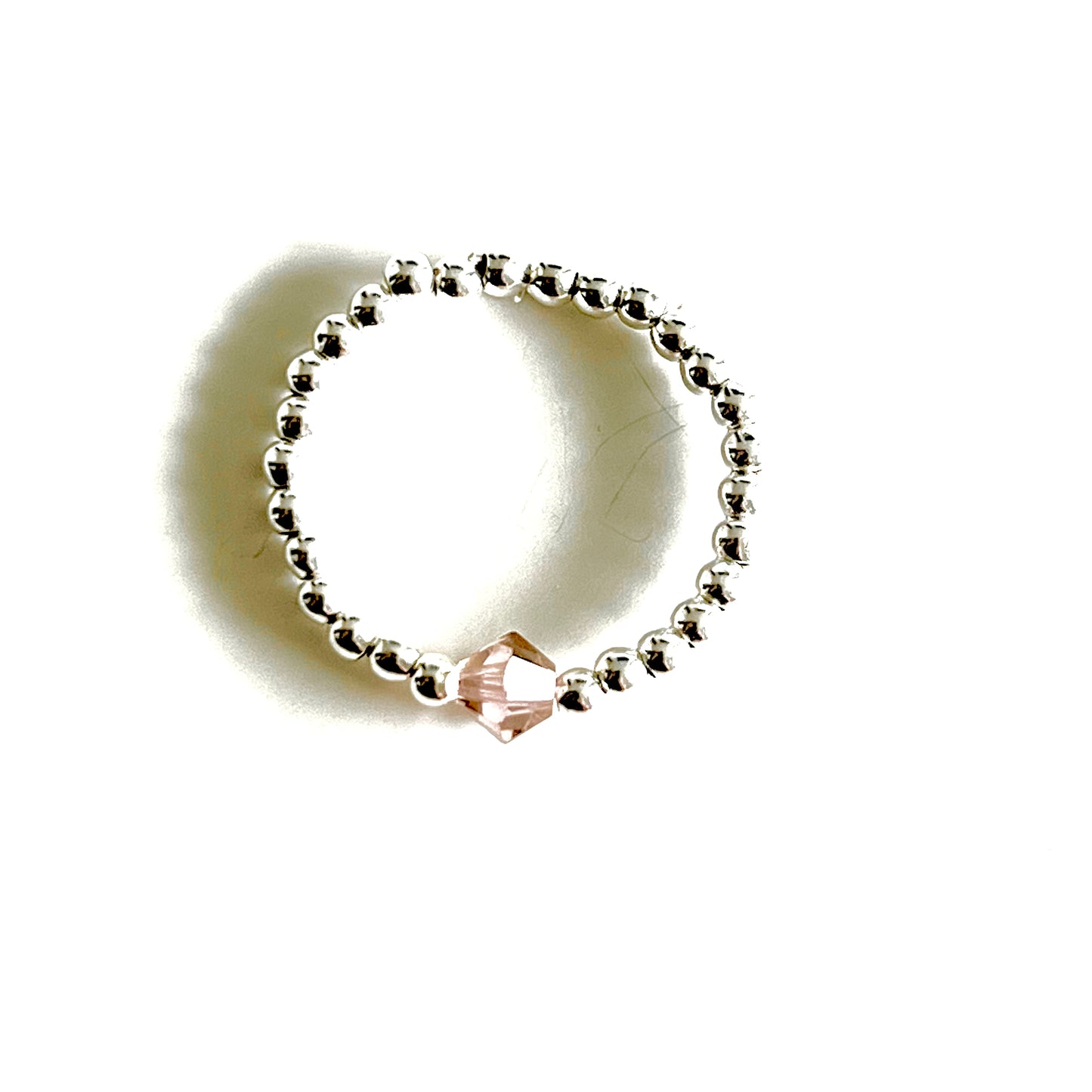 Anillo A 💕 de mini bolitas de Plata Y cristal marca Swarovski original 3mm.