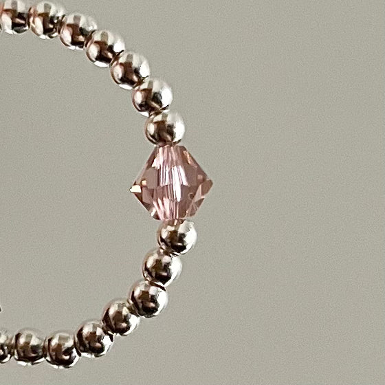 Anillo A 💕 de mini bolitas de Plata Y cristal marca Swarovski original 3mm.