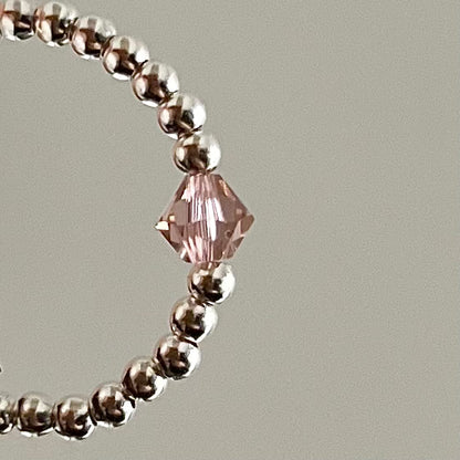 Anillo A 💕 de mini bolitas de Plata Y cristal marca Swarovski original 3mm.