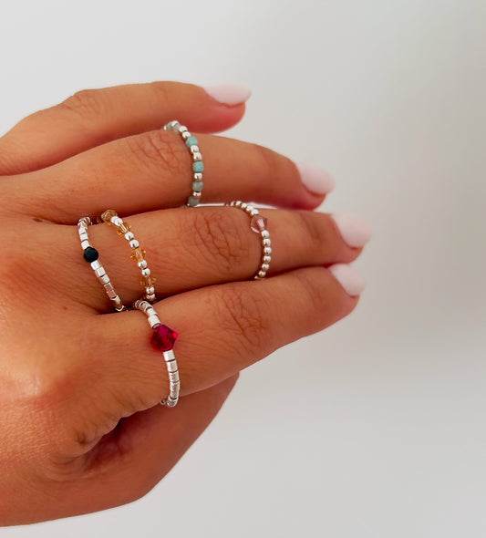 Anillo D✨mini bolitas de Plata y cristal marca Swarovski 3mm tono light colorado topaz, un sueño😍✨