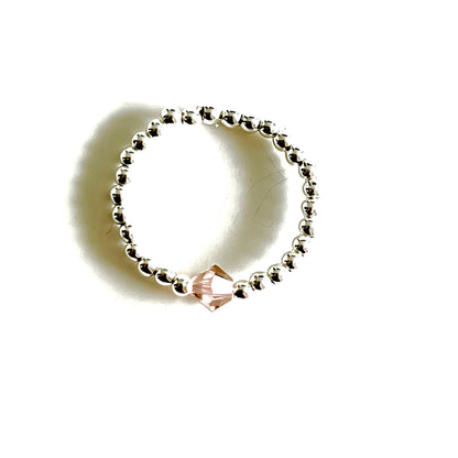 Anillo A 💕 de mini bolitas de Plata Y cristal marca Swarovski original 3mm.